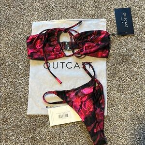 Women's Pink and Black Bikini Set